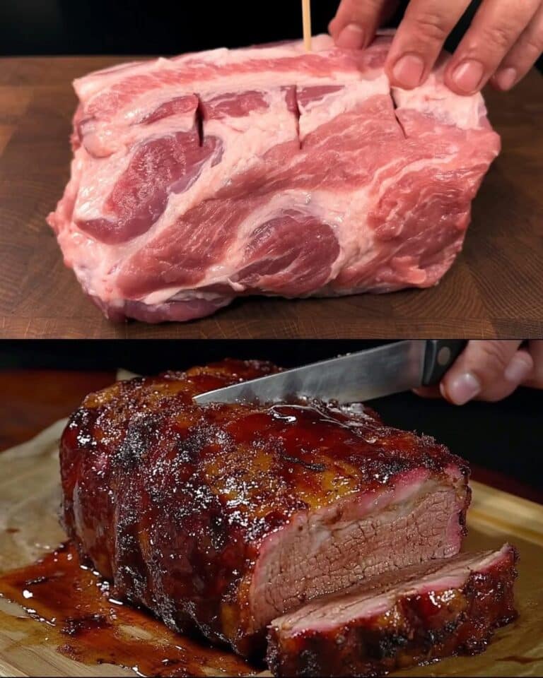 Cuello de cerdo asado con ensalada