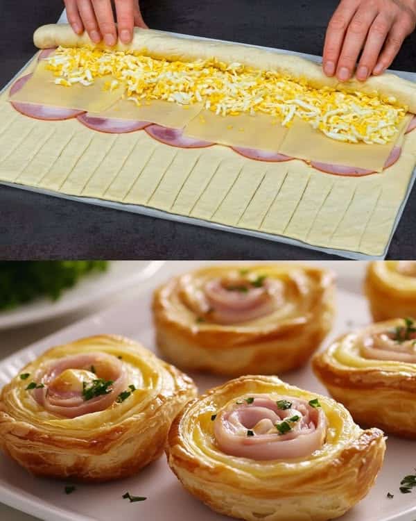 Hojaldre con Queso y Jamón
