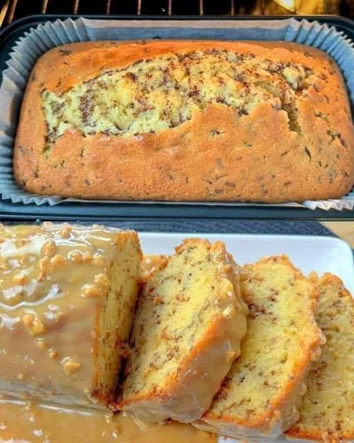 Pan de Plátano con Glaseado de Caramelo