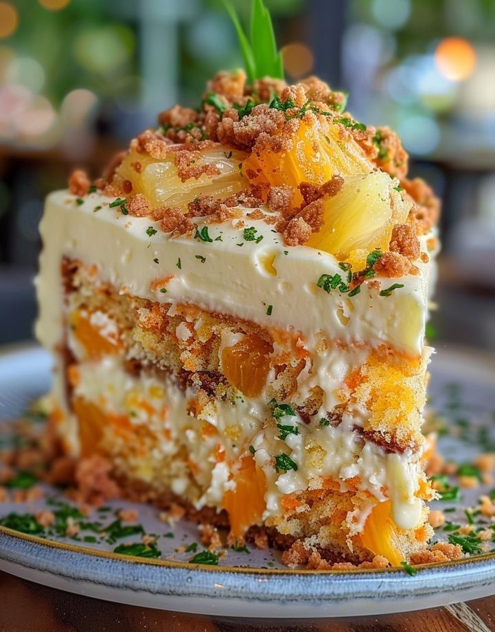 Pastel hawaiano de zanahoria y piña
