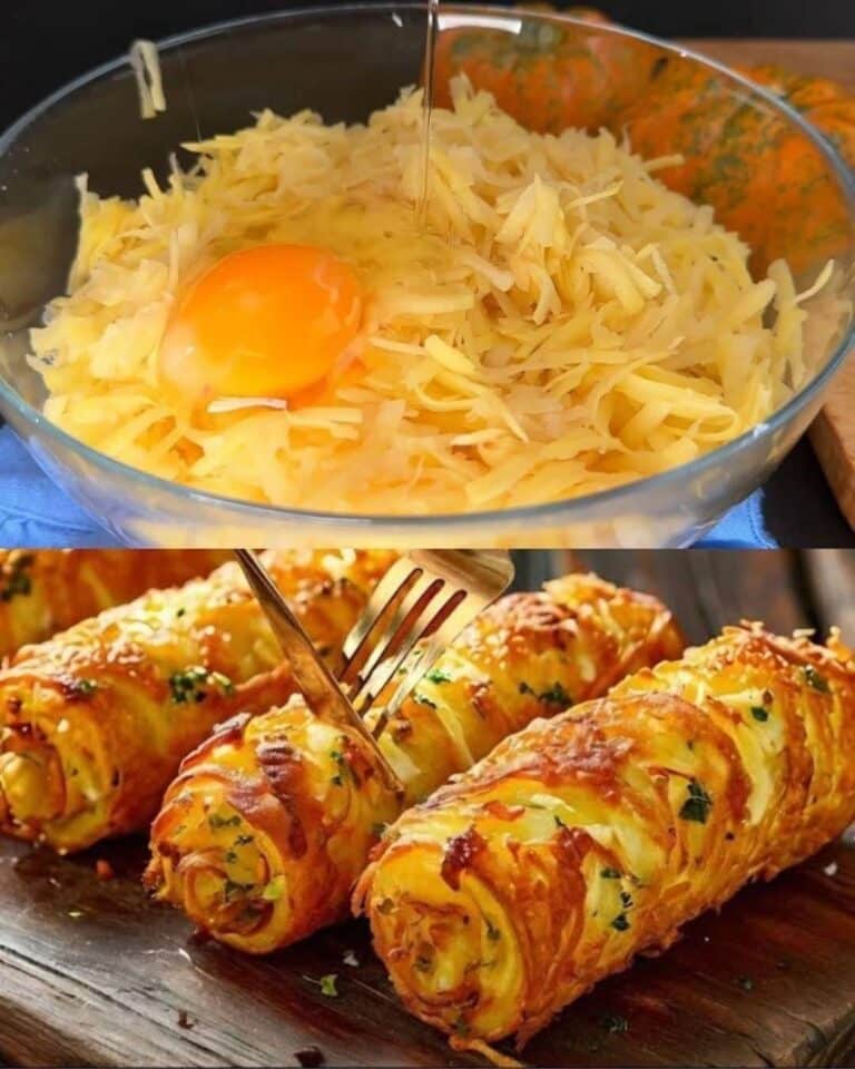 Tortitas de patata y pollo con salsa cremosa de champiñones