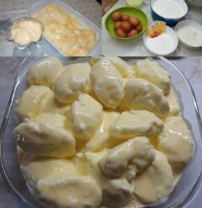 Empanadillas de nieve en salsa de vainilla