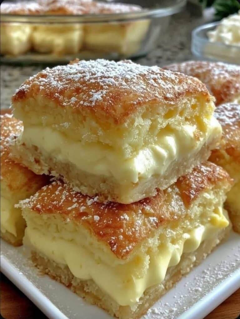 Barras de crema pastelera con queso crema