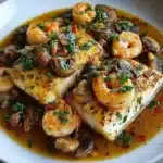 bacalao con gambas y champiñones 8 bacalao con gambas y champiñones