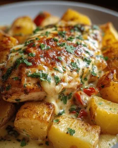 Pollo con patatas: Receta al Horno en Salsa de Queso 2 Pollo con Patatas