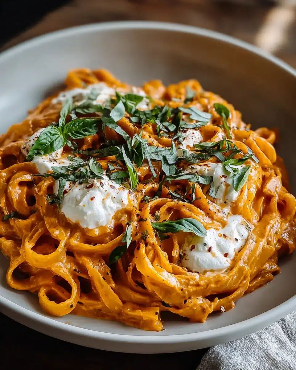 Cremige Paprika-Pasta mit Burrata und Kräutern – Genuss pur! 4 Cremige Paprika-Pasta mit Burrata und Kräutern – Genuss pur!