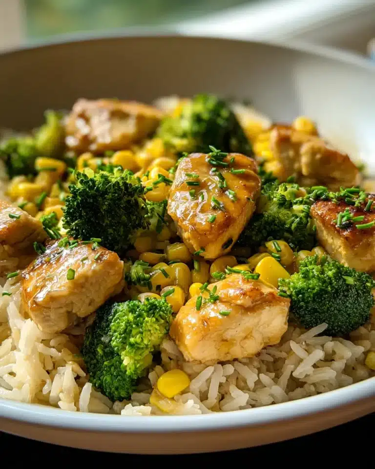 Hähnchen Reis Pfanne mit Brokkoli und Mais – Gesund & Lecker!