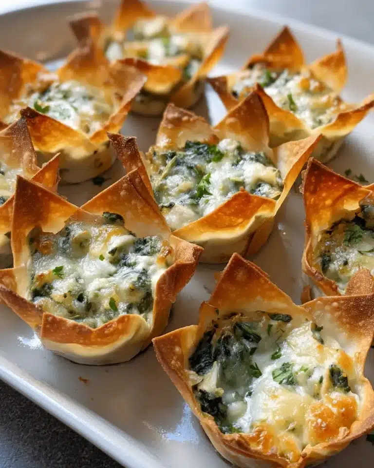 Cremige Spinat-Artischocken Wonton Cups: Ideal für jede Feier!