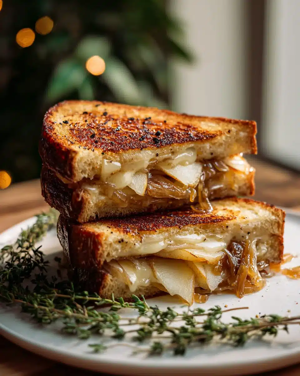 Süß-salzig: Birne-Apfel Grilled Cheese mit karamellisierten Zwiebeln