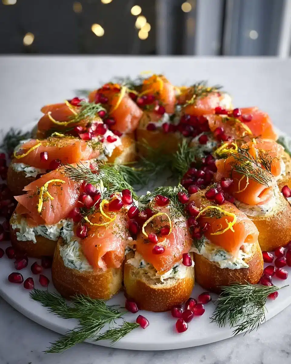 Weihnachts-Bruchetta-Kranz mit Räucherlachs – Festlicher Genuss!